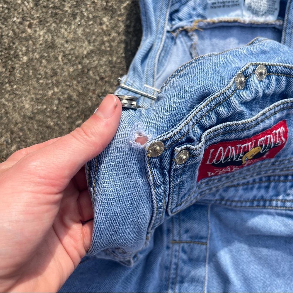 Vintage Looney Tunes Children’s denim overalls Size 7 1990s Kids unisex - Picture 6 of 9